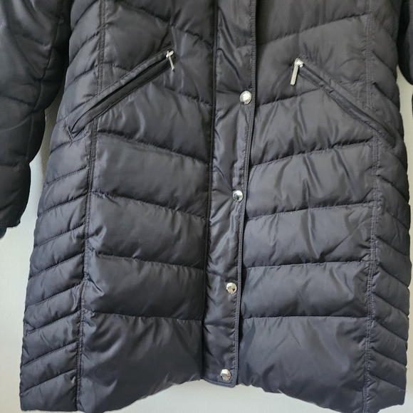 Michael Kors Hooded Down Mid-weight Puffer Coat Jacket in Gunmetal Color Sz L - Picture 4 of 16